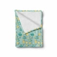 thumbnail image 2 of Lemons Soft Flannel Fleece Throw Blanket, Piping Hot Cup of Tea and Teapot Sprouts Among Full and Half Citruses, Cozy Plush for Indoor and Outdoor Use, 70" x 90", Teal Cream Baby Blue, by Ambesonne, 2 of 6