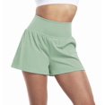 thumbnail image 3 of Flowy Running Shorts Women Workout Athletic Gym Yoga High Waisted with Pockets Cute Sweat Short Pants Casual Summer Bean Green M, 3 of 9