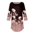 thumbnail image 4 of Red Printed Plus Size Tops Shirt, Polyester Women'S Plus Size Summer Tops, 3/4 Sleeve Womens Tunic Tops Dressy Casual, T Shirt Plus Size Women, Floral Weekend Printed Blouse for Women Plus Size, 4 of 5