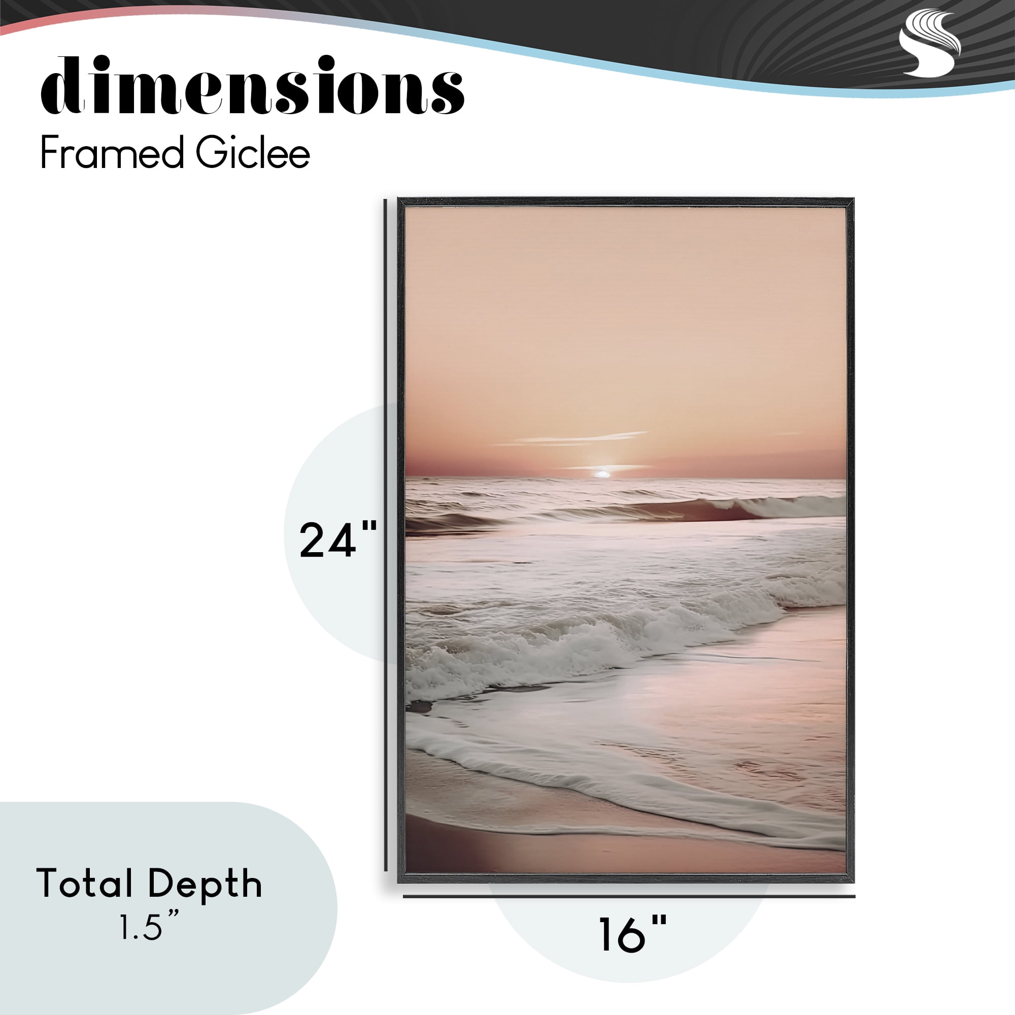 Apricot Beach View Black Framed Giclee Art, design by Decent Exposures