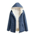 thumbnail image 4 of Fesfesfes Women Flannel Jacket Solid Warm Coat Hoodies Jacket Slim Winter Outwear Coats Tops With Pockets, 4 of 9
