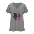 thumbnail image 5 of Camisetas Casuales de las Mujeres Gradiente Día de la Independencia Impreso Cuello Redondo, Blusa de Manga Corta para Diario, Fiesta Y Primavera Verano, 5 of 5
