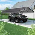 thumbnail image 2 of 12x20 FT Heavy Duty Carport Canopy, Outdoor Metal Carport Garage Canopy with Galvanized Steel Roof and Reinforced Frame, Pickup Boat Car Tent Shelter Storage Shed, Gray, 2 of 10