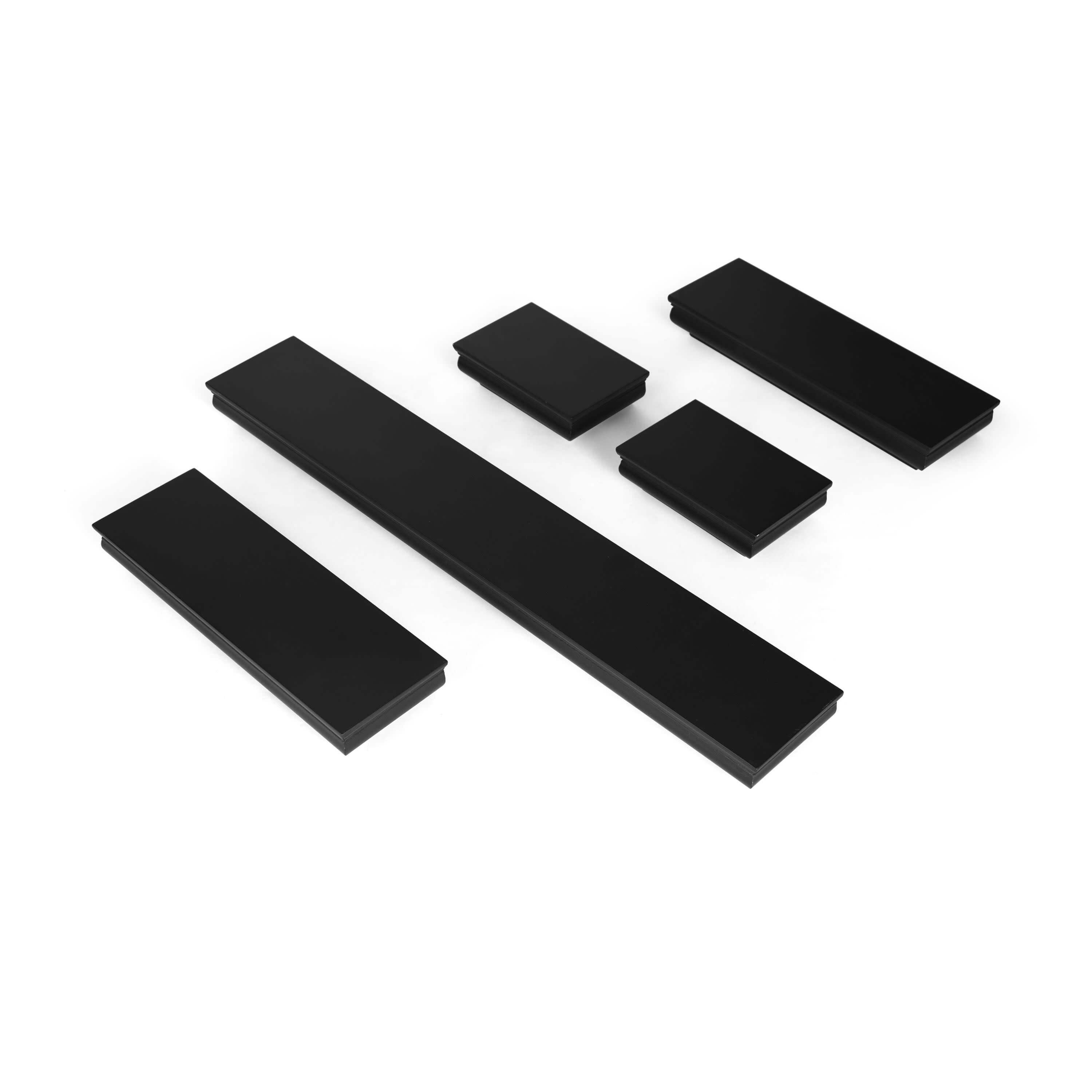 Melannco Floating Molding Shelves Set of 5 Black