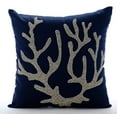 thumbnail image 1 of The HomeCentric Custom Pillow Case, Pack of 2, 12x12 Inches Square Decorative Throw Pillow Cover Navy Blue Linen Pillow Cover With Bead Embroidery Easter - Sea Weed At The Shore, 1 of 3