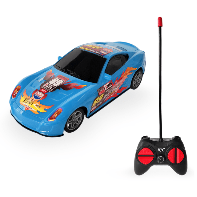Radio Control Auto Deportivo con Calcomanías, Juguete Control Remoto para Niños azul Mediano