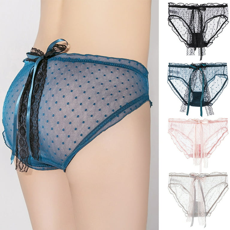 Japanese Style Sexy Panties Love Heart Buckle Dot Print Lace