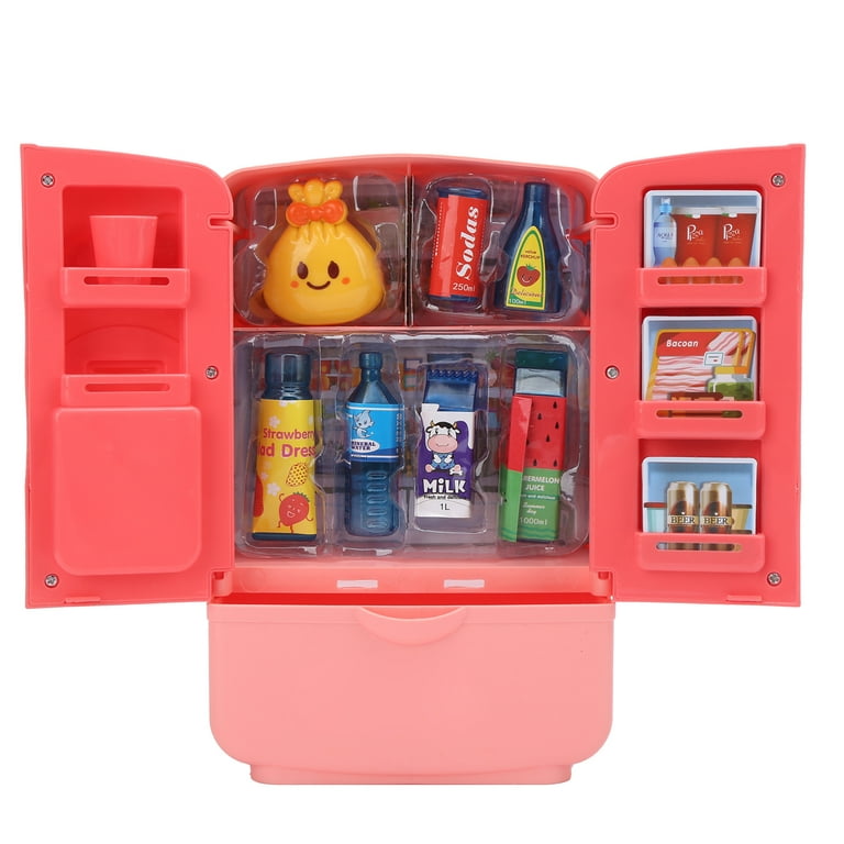 Kids Kitchen toy mini fridge refrigerator red pretend play set and