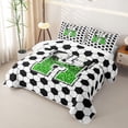 thumbnail image 3 of Erosebridal Personalized Initial H Soccer Print Twin Quilt Set for Boys Girls,Teens Green Glitter Print Twin Coverlet Set, 3 of 7