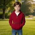 thumbnail image 2 of JAJAHO Cargo Hoodies For Kids Boys Quarter Zip Long Sleeve Hooded Sweatshirts With Zipper Pockets 5-16Y, 2 of 7