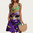 thumbnail image 2 of ZQUUVOU Women's Carnival Print Dress Plus Size Sleeveless Round Neck Mini Length Loose Party Outfit Festive Purple A, 2 of 5