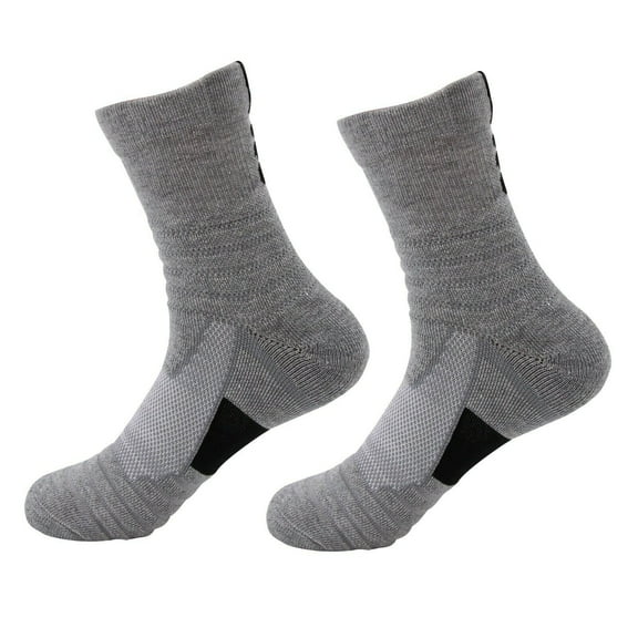B&Q 2 Pairs Mens Performance Cotton Athletic Casual Dress Crew Cushion Breathable Long Socks for Running Basketball Work Sports Hiking