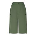 thumbnail image 4 of LEBONYARD Women Straight Leg Jeans Modern Classic,Capris Womens Pants with Pockets Loose Casual Dressy Lightweight Ladies Baggy Cargo Shorts Capris for Hiking Army Green S, 4 of 7
