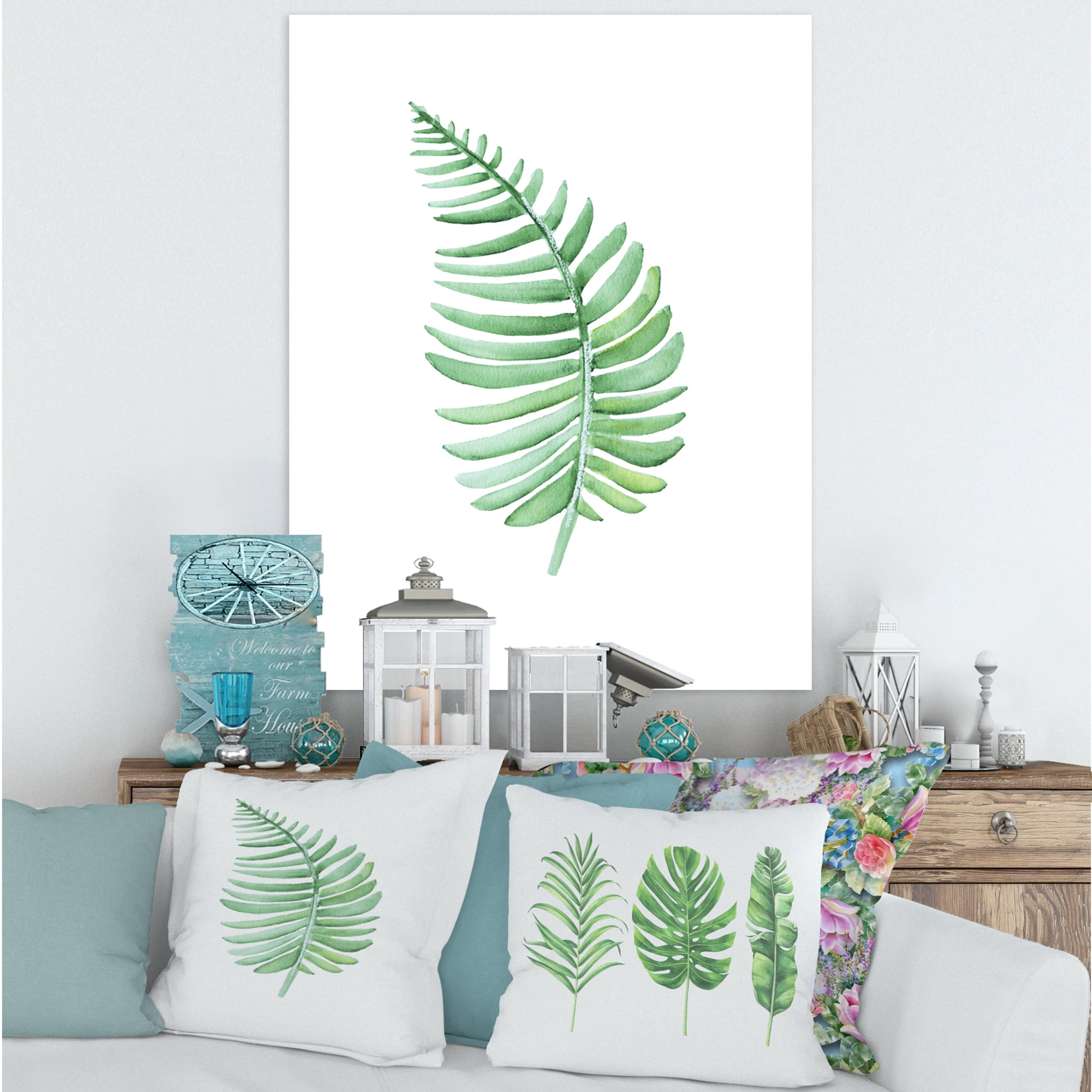 Designart ' Close Up Of Tropical Leaf Of Monstera III ' Farmhouse Canvas Wall Art Print