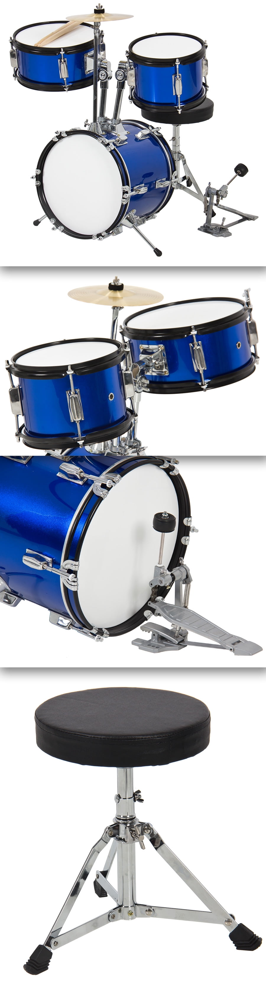 Best Choice Products 3Piece Kids Beginner Drum Musical Instrument Set