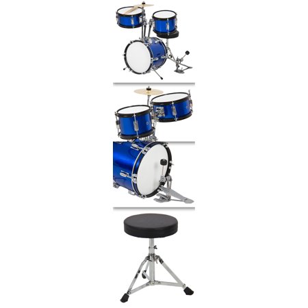 Best Choice Products 3-Piece Kids Beginner Drum Musical Instrument Set w/ Sticks, Cushioned