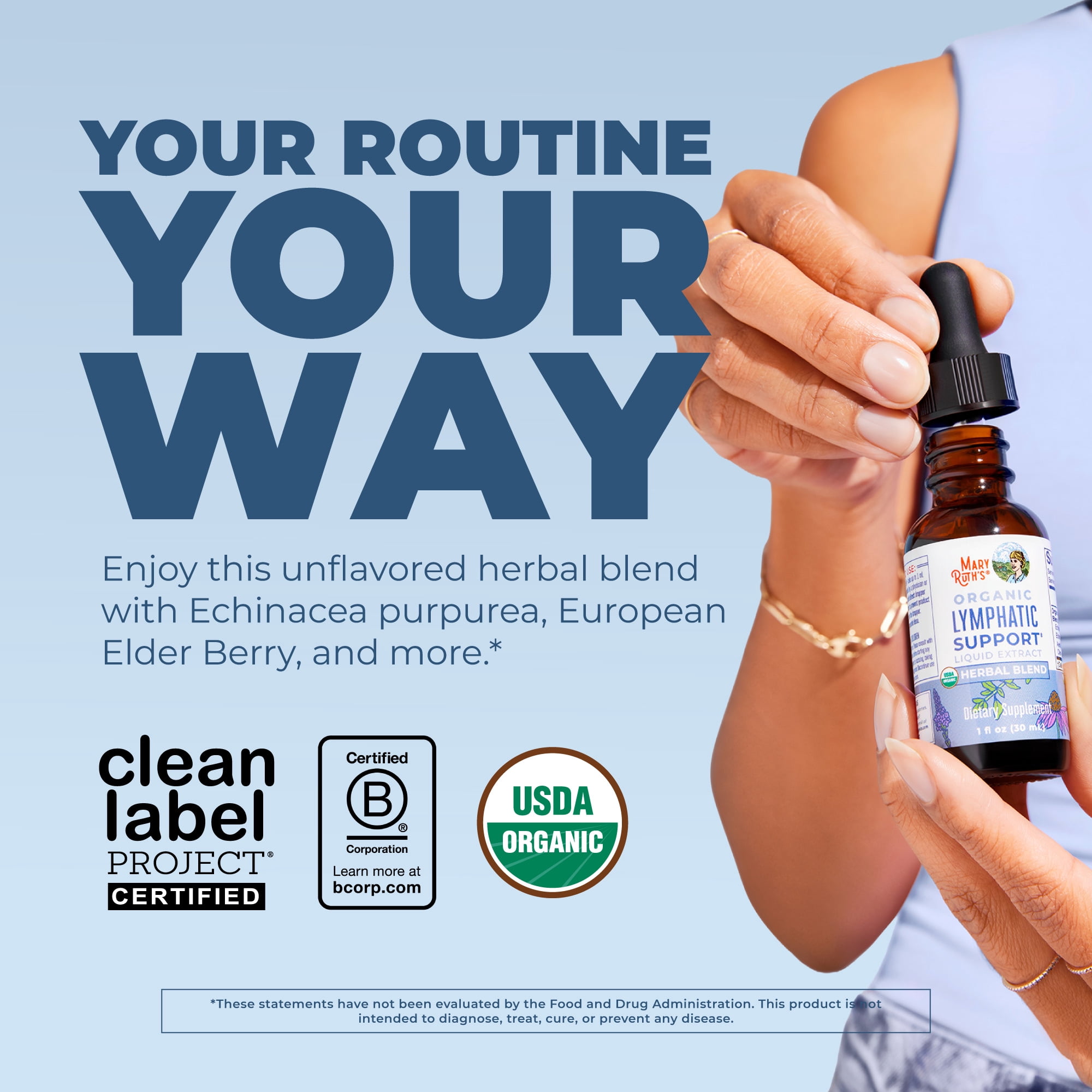 MaryRuth's USDA Organic Lymphatic Support Liquid Herbal Supplement, Unisex, Non-GMO 1 fl oz / 30ml Clean Label Project Verified