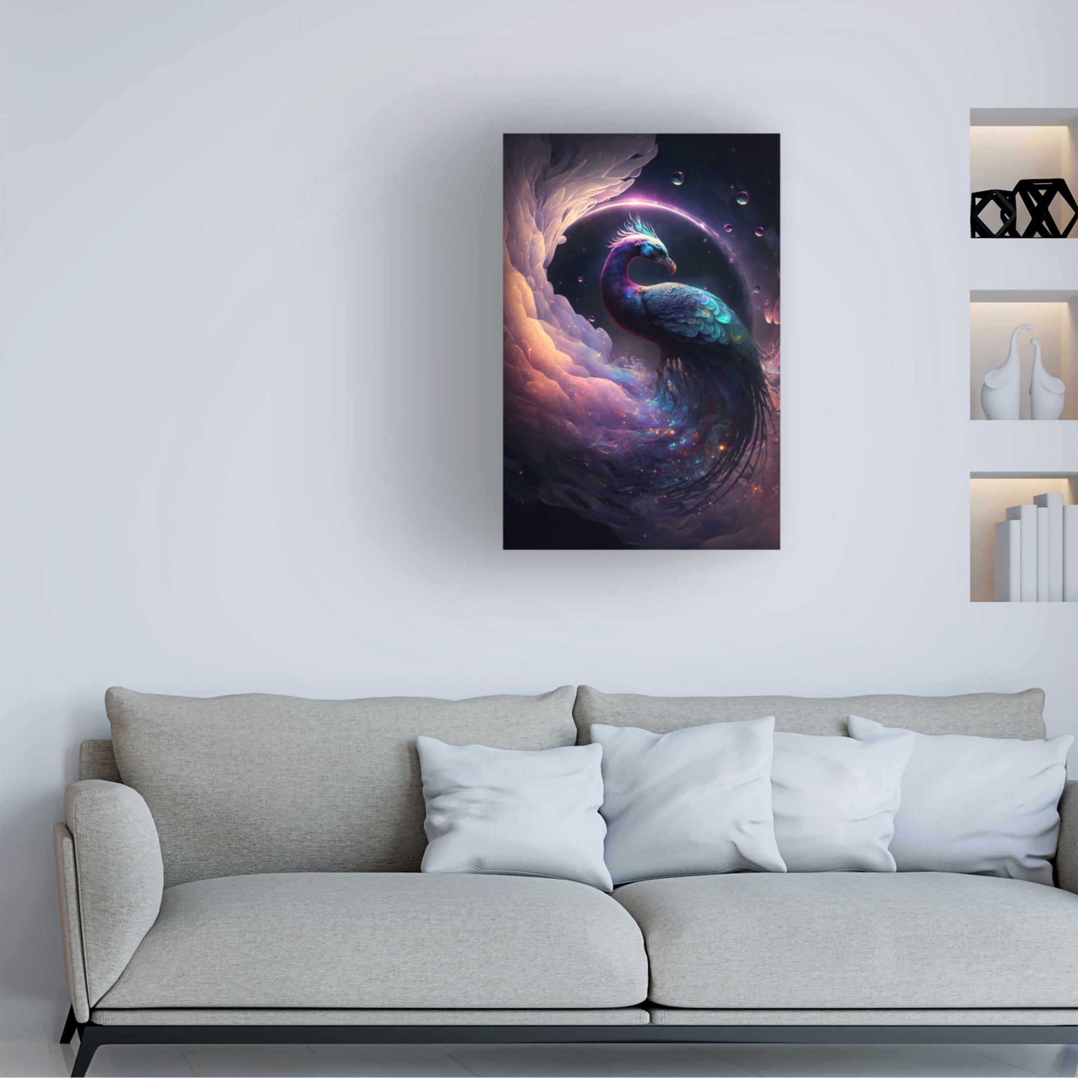 Canvas Wall Art - Ray Heere 'Proud Peacocks 23' Wall Art for Living Room, Bedroom, or Office Décor by Trademark Fine Art - 12 x 19 Inches