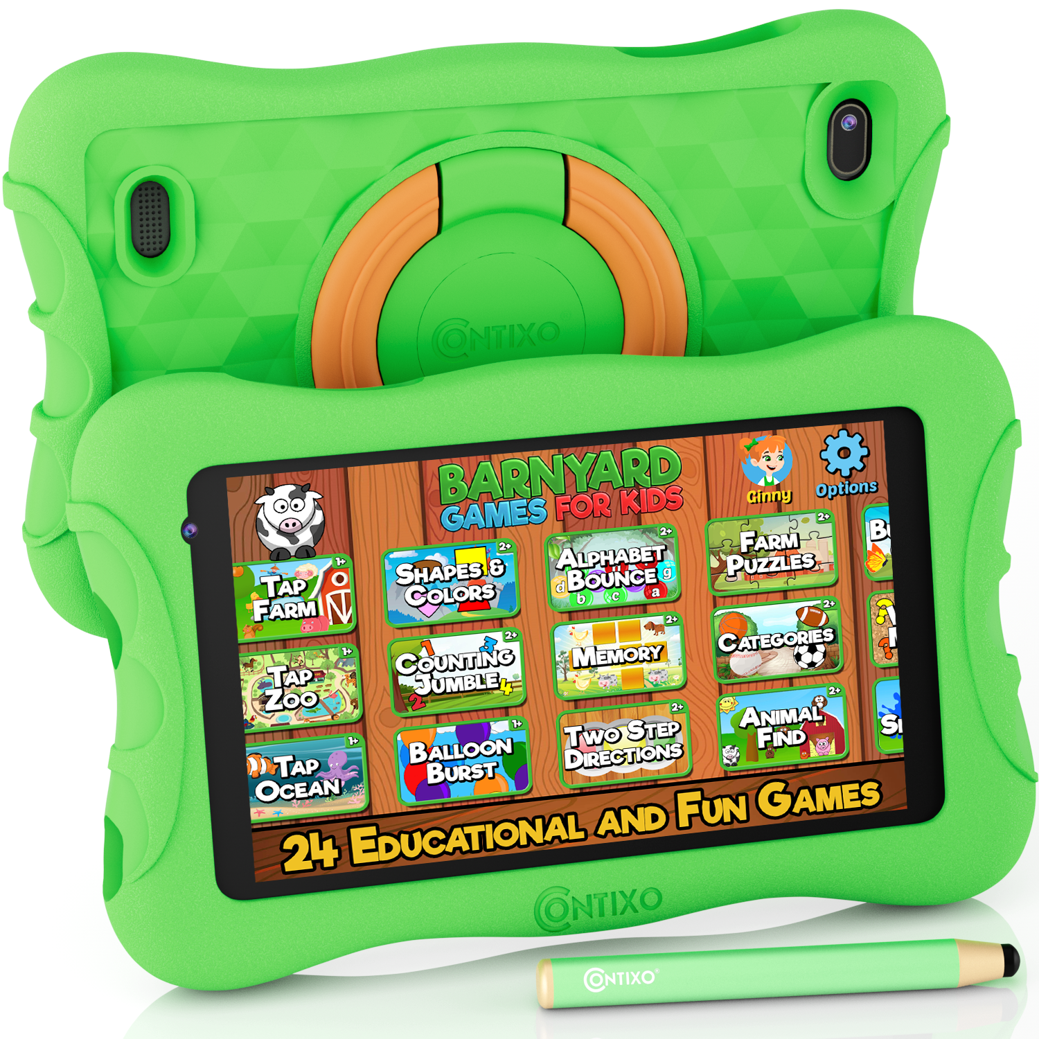 Contixo V10Plus Bundle, 7 inch Kids Learning Tablet with Headphone, Pre-loaded Teacher Approved Apps and Parent control - Green Set - image 4 of 6