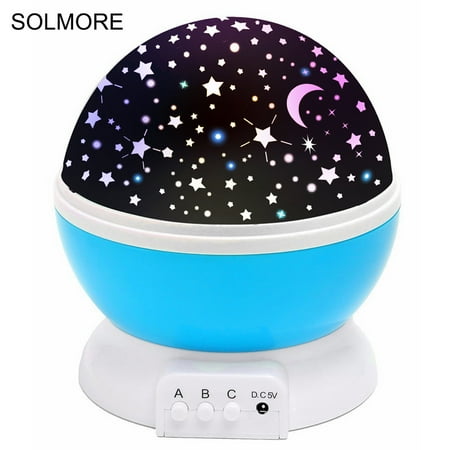 Star Projector Lamp Christmas Decorations ,Solmore LED Night Light Star Moon Lamp Rotation Sky Projector Color Changing 360 Degree Rotating Baby