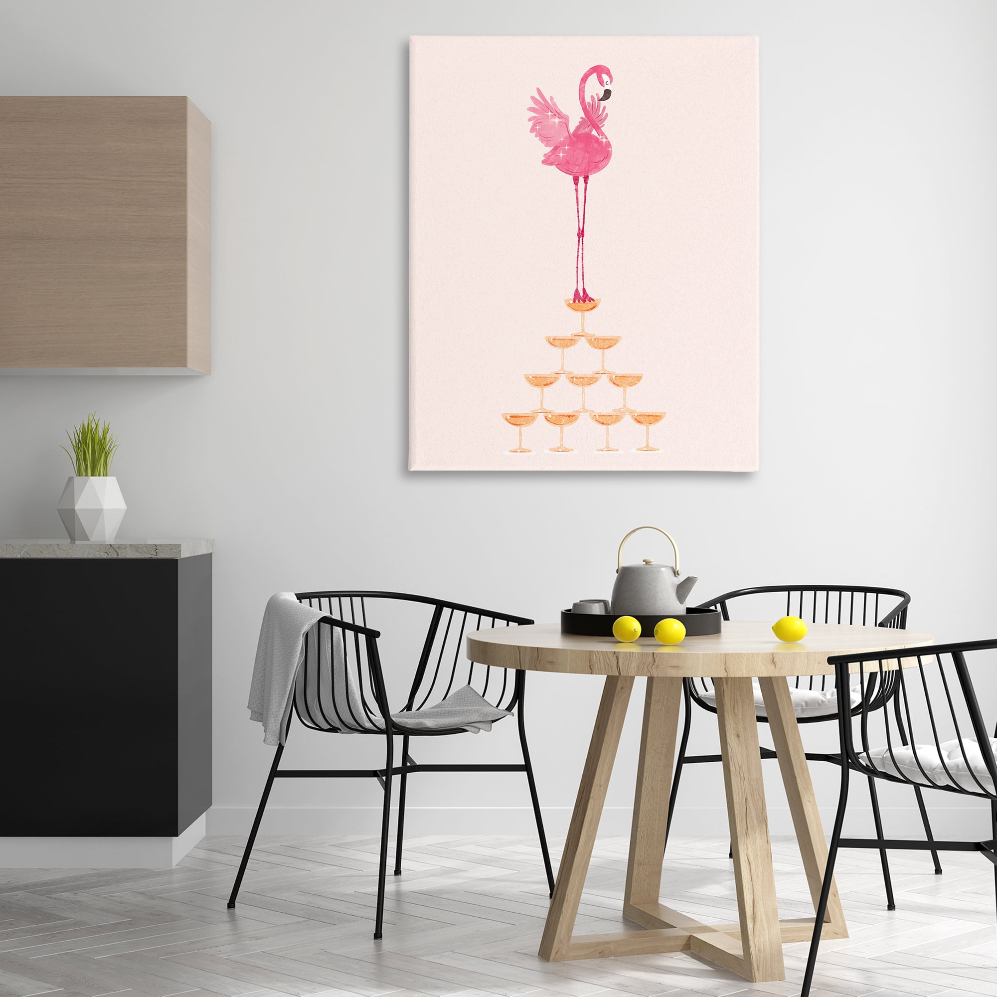 Stupell Industries Balancing Flamingo & Wine Novelty Painting Gallery Wrapped Canvas Art Print Wall Art, 36 x 48