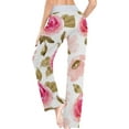 thumbnail image 5 of Women's Watercolor Pink Roses Pajama Pants, Casual Pajama Bottoms Lounge Pants Wide Leg, 5 of 7