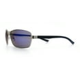 thumbnail image 6 of Mens 90s Rectangular Metal Rim Sport Wrap Arm Sunglasses Silver - Blue Mirror, 6 of 8