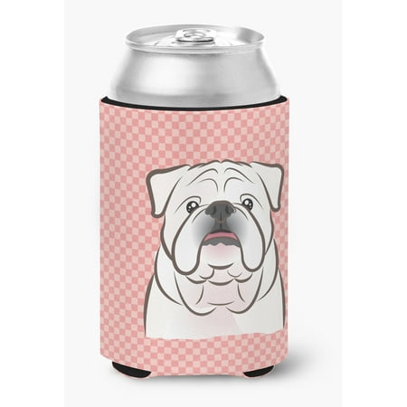 

Checkerboard Pink White English Bulldog Can or Bottle Hugger