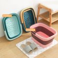thumbnail image 3 of Toystoory Lavabo para baño de pies, almacenamiento plegable, bañera para remojo de masaje, lavabo de gran capacidad, Cubo de viaje portátil con asa Juegos de accesorios de baño Verde claro Toystoory HA070129-03, 3 of 6