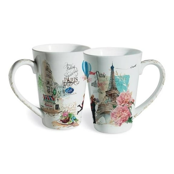 Lissom Design 35071 12 oz Porcelain Mug - From Paris with Love