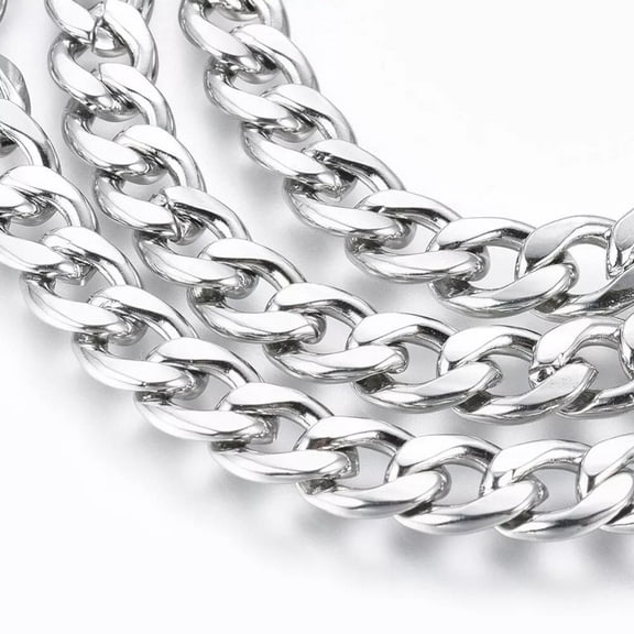 Curb Chain Necklace Stainless Steel Necklaces Lobster Clasp Silver 23.6" P670