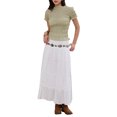 thumbnail image 2 of INSPIRE CHIC Smocked Top for Women Y2K Plaid Short Sleeve Crew Neck Ruffle Shirred Tops Shirt S Grey Green, 2 of 6