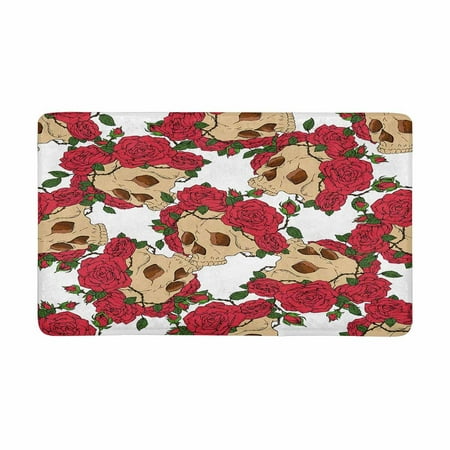 Pop The Beautiful Gothic Skull With Roses Doormat Entrance Mat
