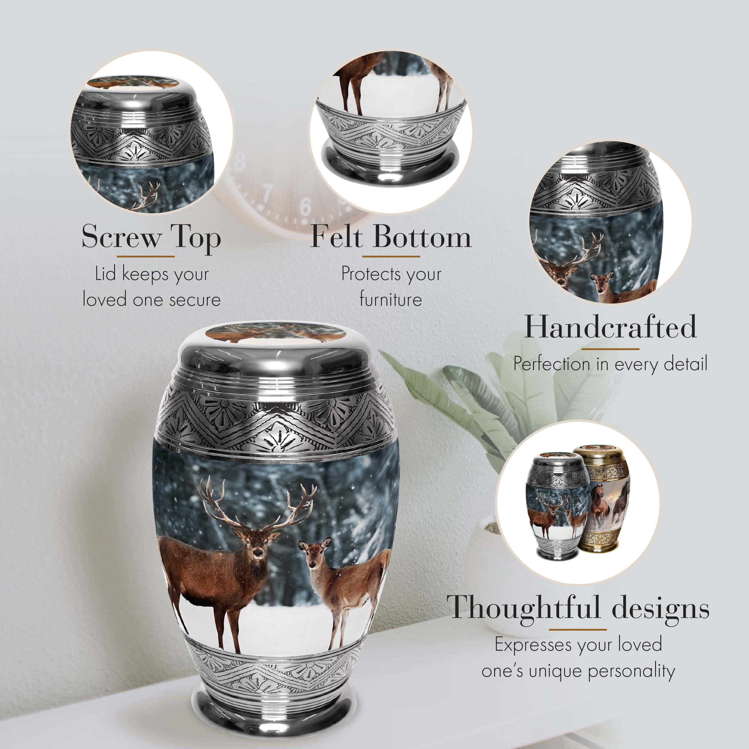 Dignified Deer Cremation Urns for Human Ashes Adult Urns for Cremation Ashes Urns for Adult Cremation Ashes Urns for Ashes Cremation Urns for Human Ashes Adult 200 Cubic Inches Small