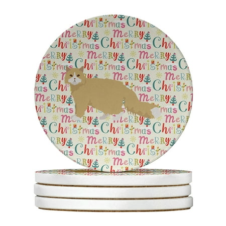 

Oregon Rex Cat Christmas Large Sandstone Coasters Pack of 4 4 in x 4 in