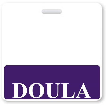 DOULA Badge Buddy - Heavy Duty Horizontal Badge Buddies for Labor Doulas - Spill Proof & Tear Resistant Cards - 2 Sided Quick Role ID Backers - Specialist ID (Purple)