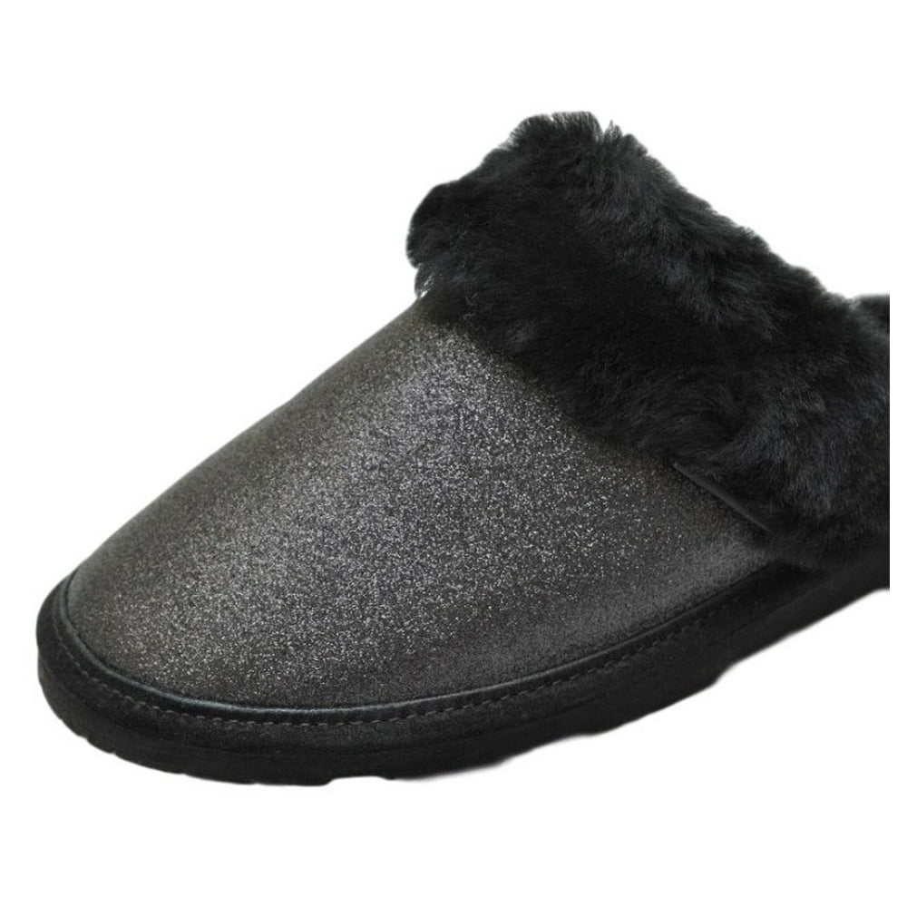 Bearpaw Bearpaw Slippers Womens Laney Glitter Sheepskin Lined Black