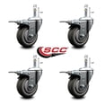 thumbnail image 2 of 3.5 Inch Thermo Rubber Swivel 7/16 Inch Stem Caster Set with Total Lock Brake, 2 of 2