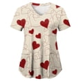 thumbnail image 4 of felwors Womens V Neck Printed Scrub Tops Plus Size Medical Nursing Tops Scrubs with Pocket (Red, L), 4 of 5