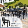 thumbnail image 4 of HOMREST 7 Piece Outdoor Patio Dining Set for 6, 63" Rectangular Metal Table with Umbrella Hole and Storage Shelf, Stackable Steel Chairs, Large Patio Furniture Set for Deck/Backyard/Poolside/Garden, 4 of 9