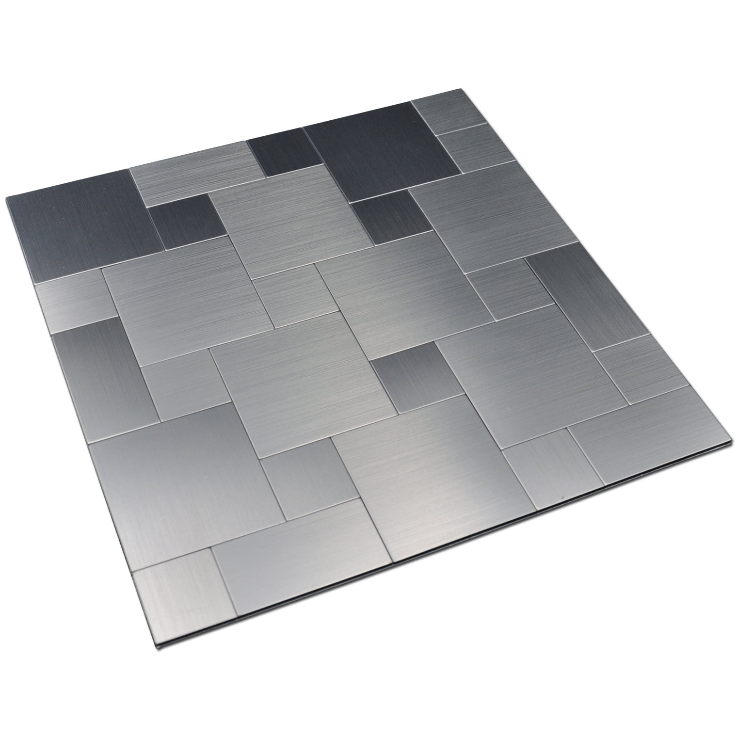 Art3d 1 PCS Peel and Stick Backsplash Tiles Self adhesive Stainless Steel  Kitchen Silver Brushed Metallic Mosaic 30x30cm - AliExpress