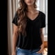 thumbnail image 5 of Tops Casuales de Corta para Mujer, Color Negro, Talla L, 5 of 7
