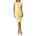 thumbnail image 1 of Vestidos de tubo para mujer INSPIRE CHIC, sin mangas, de oficina, vestido de lápiz de color amarillo L, 1 of 1
