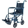 Lightweight Aluminum Transport chair Wheelchair, Fixed Full Arms, 19" Seat Blue