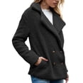 thumbnail image 4 of Defitshape Women's Soft Fluffy Blazer Jackets & Coats Lapel Collar Warm Thick Fuzzy Teddy Fleece Casual Double Breasted Jackets & Coats Black 20, 4 of 4