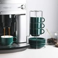 thumbnail image 5 of SWEEJAR Porcelain Cappuccino Cups with Saucers and Metal Stand,Espresso Cups for Specialty Coffee Drinks - Set of 4, 8 oz,Jade, 5 of 6