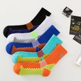 thumbnail image 5 of 5 Pairs Mens Athletic Socks Elite Basketball Socks-Performance Thick Cushioned Sport Training Running Compression Crew Sock, 5 of 9