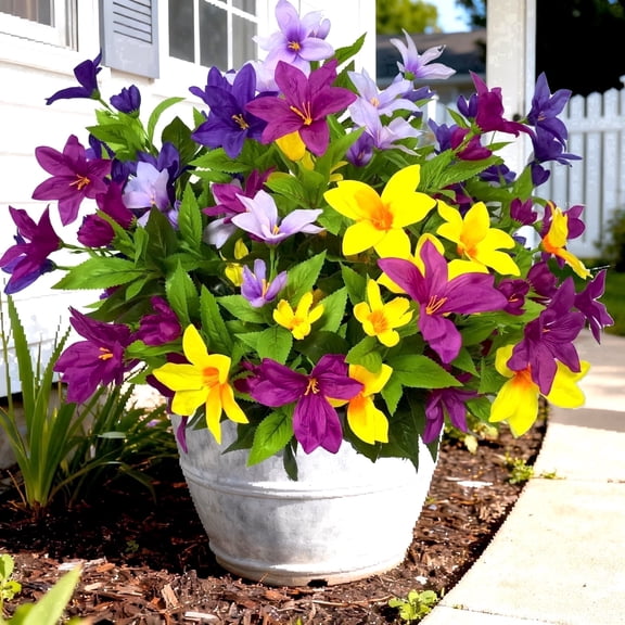 4 Large Bundles  Artificial Flowers for Outdoors Realistic Fake Azalea, Fake Plants UV Resistant Spring Summer Decor, Artificial Faux Plants Outdoor Flowers No Fade for Porch Garden Window Box