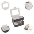 thumbnail image 3 of Unique Bargains 2 Layer Jewelry Box with Mirror PU Leather Jewelry Organizer Case Blue, 3 of 8