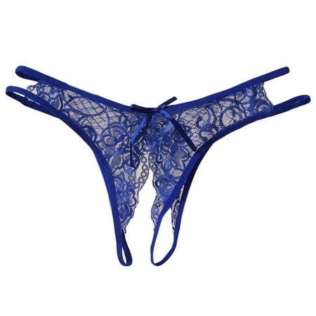 

JUNTEX Womens Temptation Open Crotch Underwear Lingerie Low Rise Sheer Floral Lace Bowk